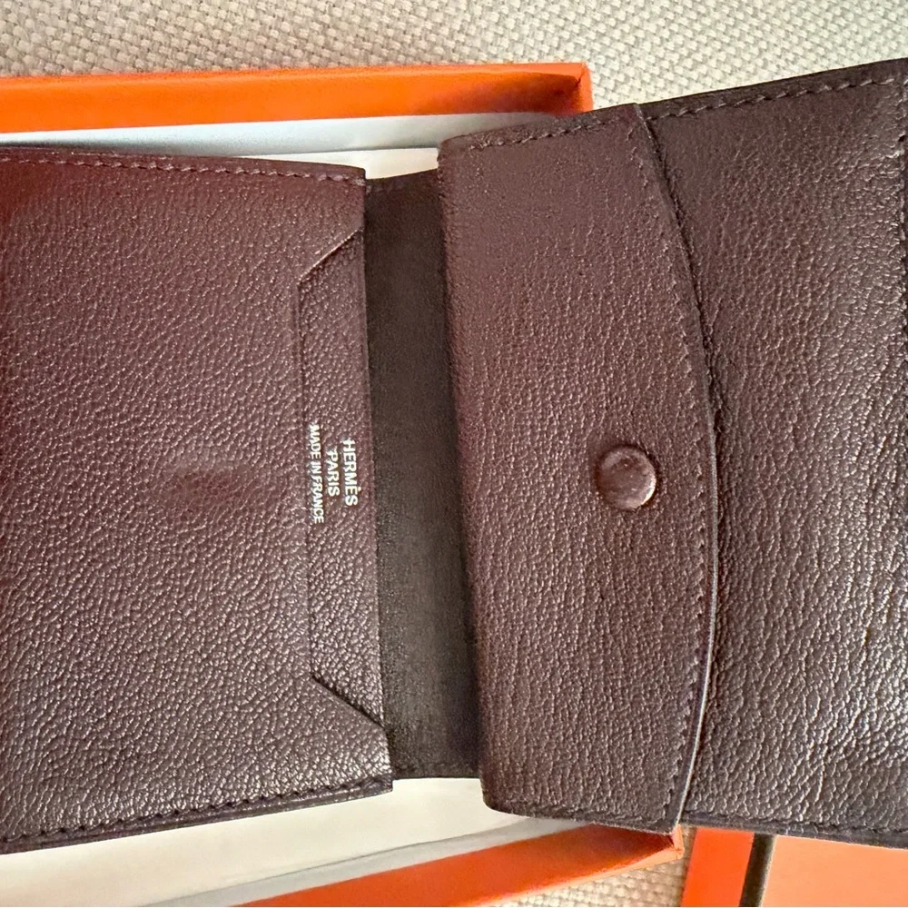 HERMES Chevre Mysore Mini Bearn Wallet Rouge H - Picture 4 of 10